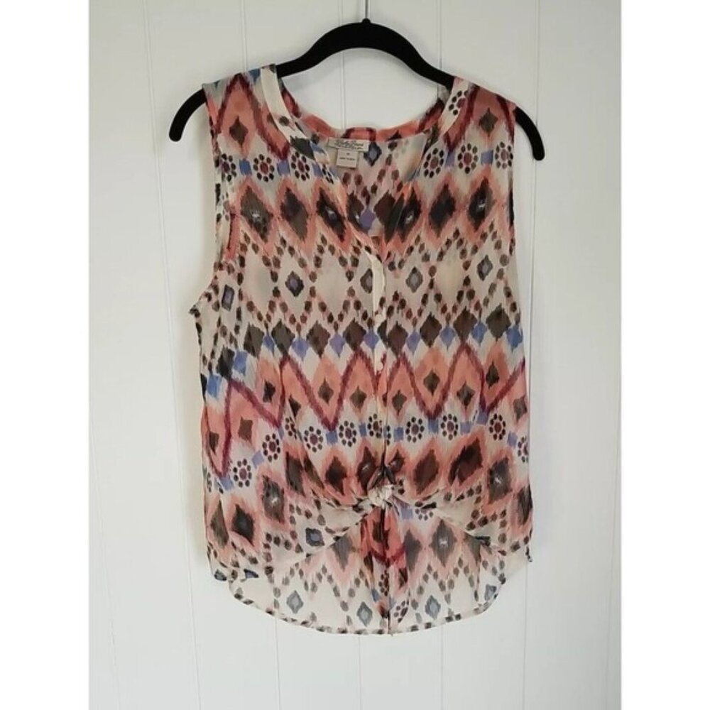 Lucky Brand Shirt Top Womens Size Medium Sheer Sleeveless Button Up